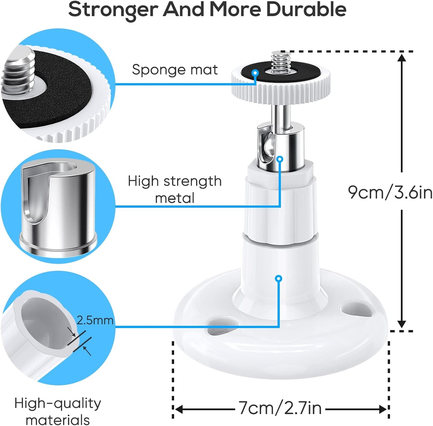Wall Mount Kit for Wyze Cam Pan V3, Wyze Cam V4, and V3 - 2 Pack, White | 360-Degree Swivel Adjustable Bracket for Indoor/Outdoor Camera Mounting and Compatible Cameras