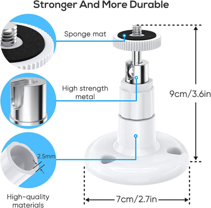 Wall Mount Kit for Wyze Cam Pan V3, Wyze Cam V4, and V3 - 2 Pack, White | 360-Degree Swivel Adjustable Bracket for Indoor/Outdoor Camera Mounting and Compatible Cameras