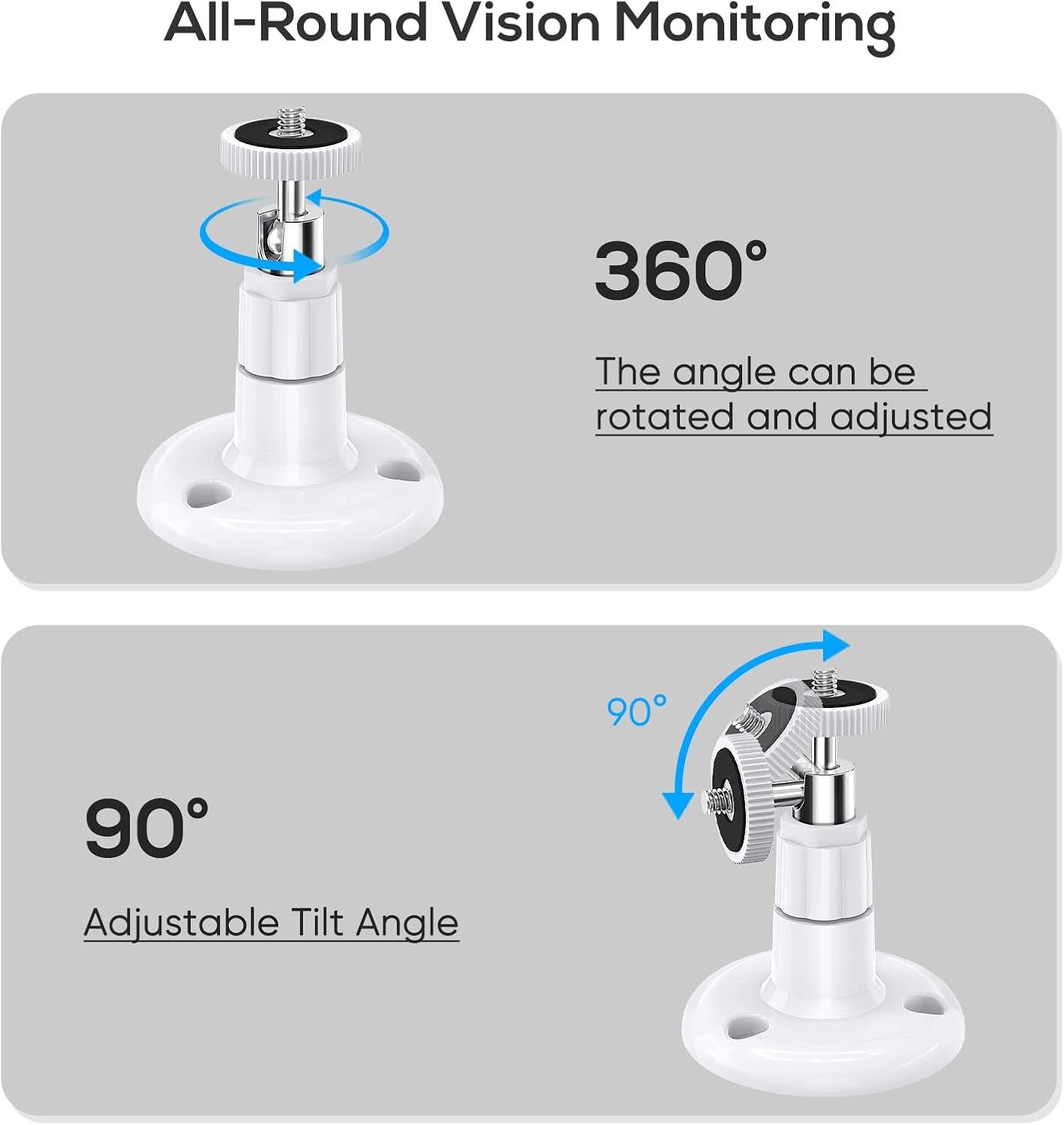 Wall Mount Kit for Wyze Cam Pan V3, Wyze Cam V4, and V3 - 2 Pack, White | 360-Degree Swivel Adjustable Bracket for Indoor/Outdoor Camera Mounting and Compatible Cameras