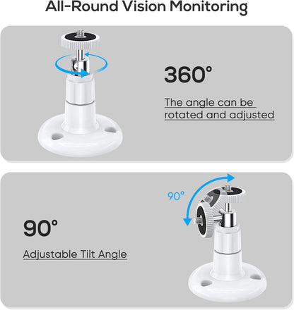 Wall Mount Kit for Wyze Cam Pan V3, Wyze Cam V4, and V3 - 2 Pack, White | 360-Degree Swivel Adjustable Bracket for Indoor/Outdoor Camera Mounting and Compatible Cameras