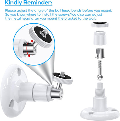 Wall Mount Kit for Wyze Cam Pan V3, Wyze Cam V4, and V3 - 2 Pack, White | 360-Degree Swivel Adjustable Bracket for Indoor/Outdoor Camera Mounting and Compatible Cameras