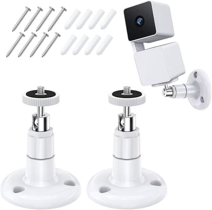 Wall Mount Kit for Wyze Cam Pan V3, Wyze Cam V4, and V3 - 2 Pack, White | 360-Degree Swivel Adjustable Bracket for Indoor/Outdoor Camera Mounting and Compatible Cameras