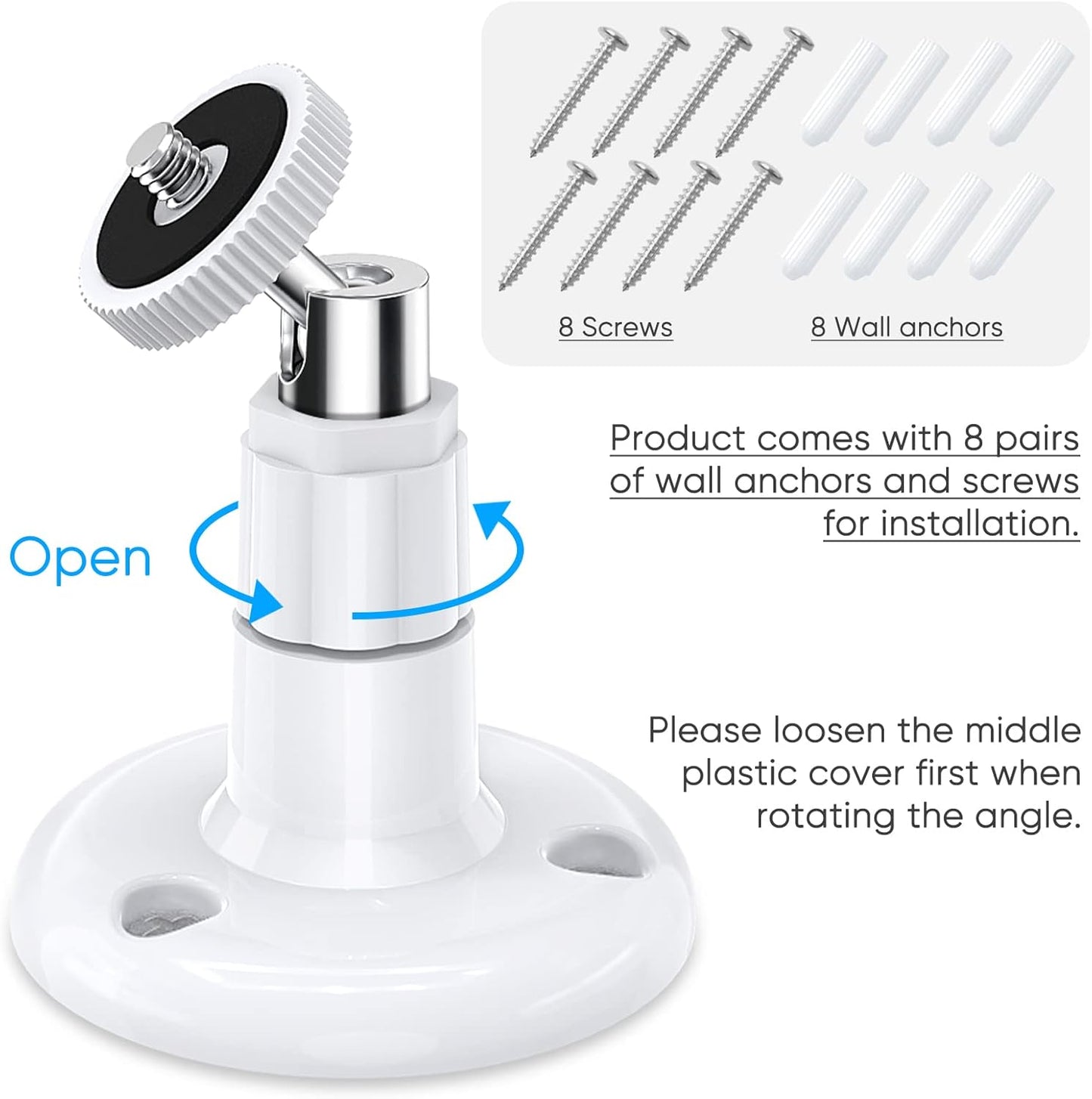 Wall Mount Kit for Wyze Cam Pan V3, Wyze Cam V4, and V3 - 2 Pack, White | 360-Degree Swivel Adjustable Bracket for Indoor/Outdoor Camera Mounting and Compatible Cameras