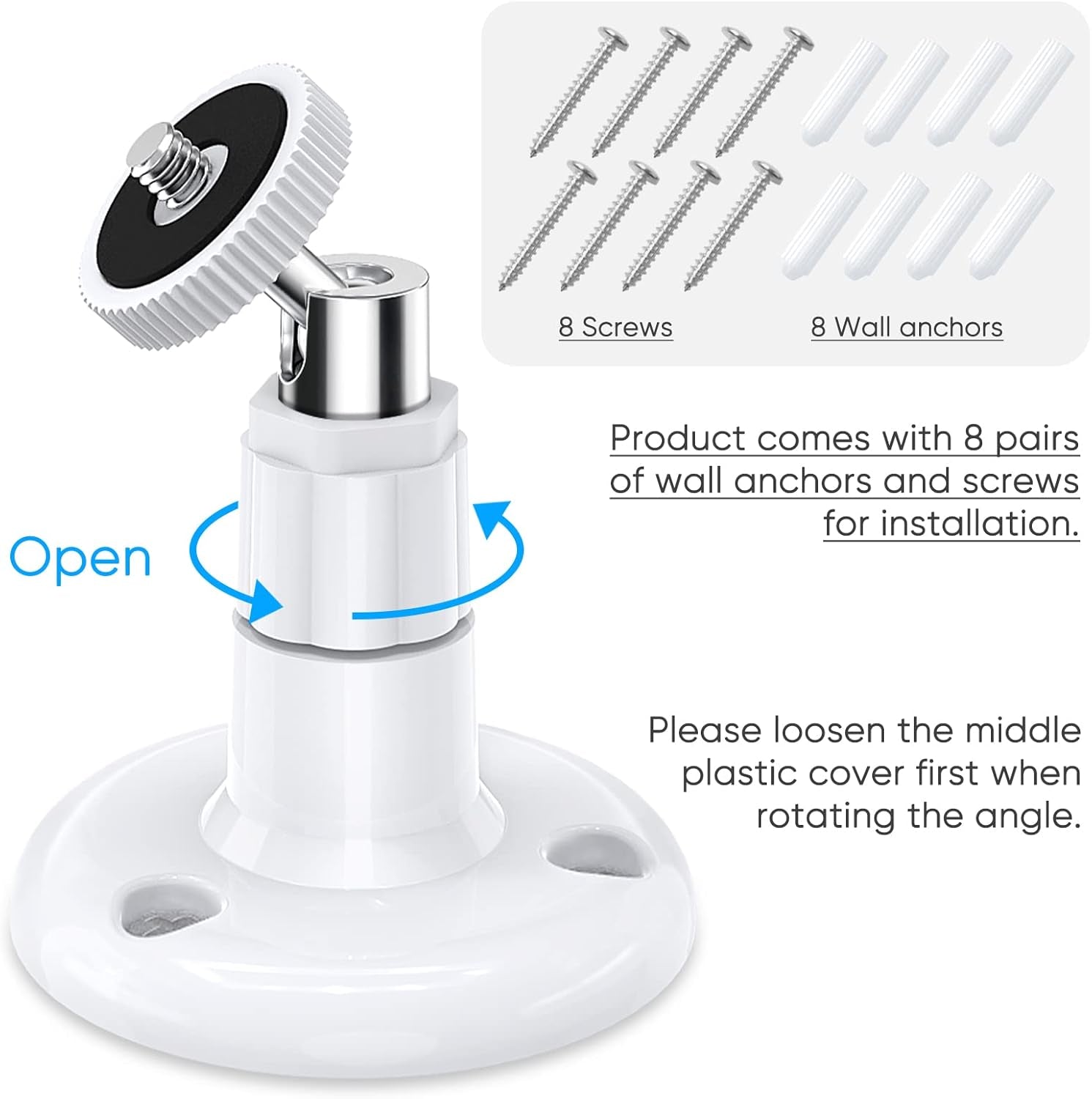 Wall Mount Kit for Wyze Cam Pan V3, Wyze Cam V4, and V3 - 2 Pack, White | 360-Degree Swivel Adjustable Bracket for Indoor/Outdoor Camera Mounting and Compatible Cameras