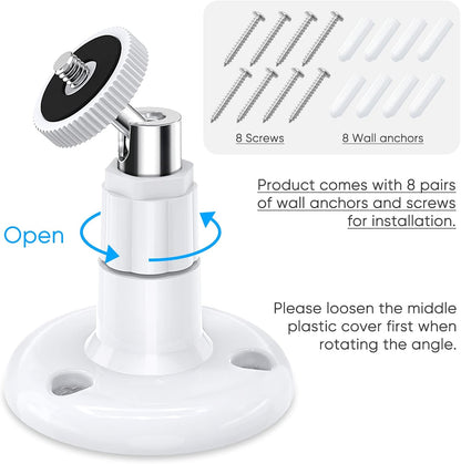 Wall Mount Kit for Wyze Cam Pan V3, Wyze Cam V4, and V3 - 2 Pack, White | 360-Degree Swivel Adjustable Bracket for Indoor/Outdoor Camera Mounting and Compatible Cameras